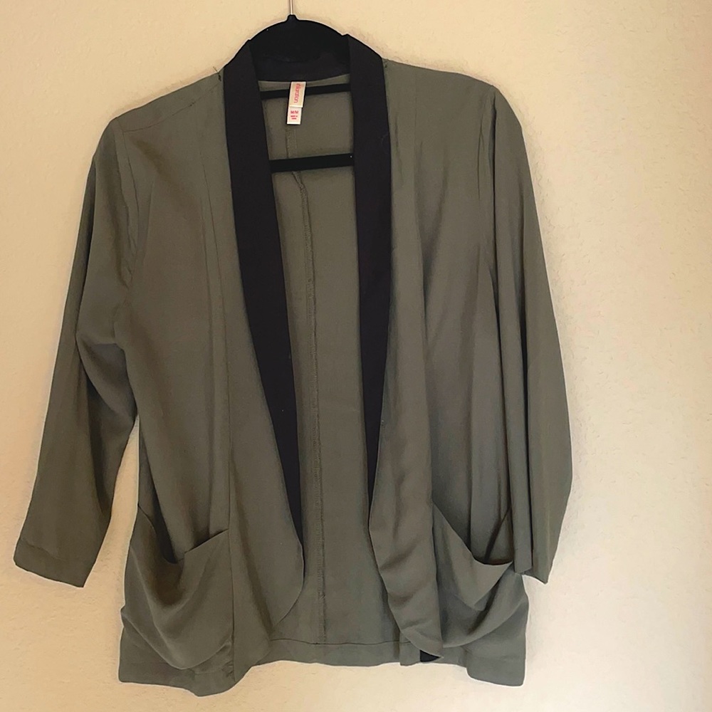 Target Exhilaration Dark Green Utility Blazer with Black Shawl Lapel Size M